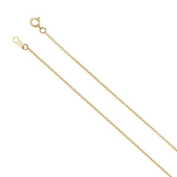 1mm 18k Yellow Gold Solid Cable Chain Spring Ring Clasp 16-in Necklace - Picture 1 of 4